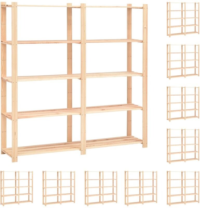 Lagerregale 5 Böden 10 Stk 170x38x170cm Massivholz Kiefer 500kg vidaXL