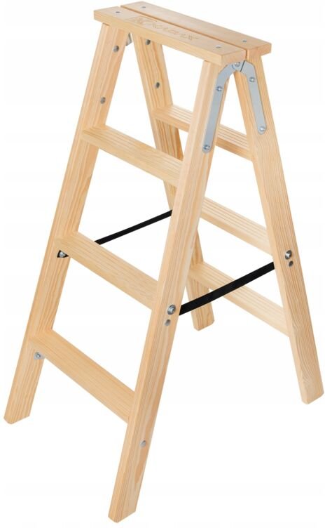 Thumbnail - Kadax - Holzleiter, Malerleiter, Stehleiter, mit Stahlhaken, 4 Stufen