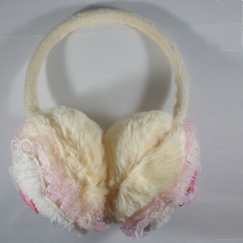 Trade Shop Traesio - Trade Shop - Beige Hasen-Ohrenschützer, gepolstert, für kalten Wind, für Mädchen -