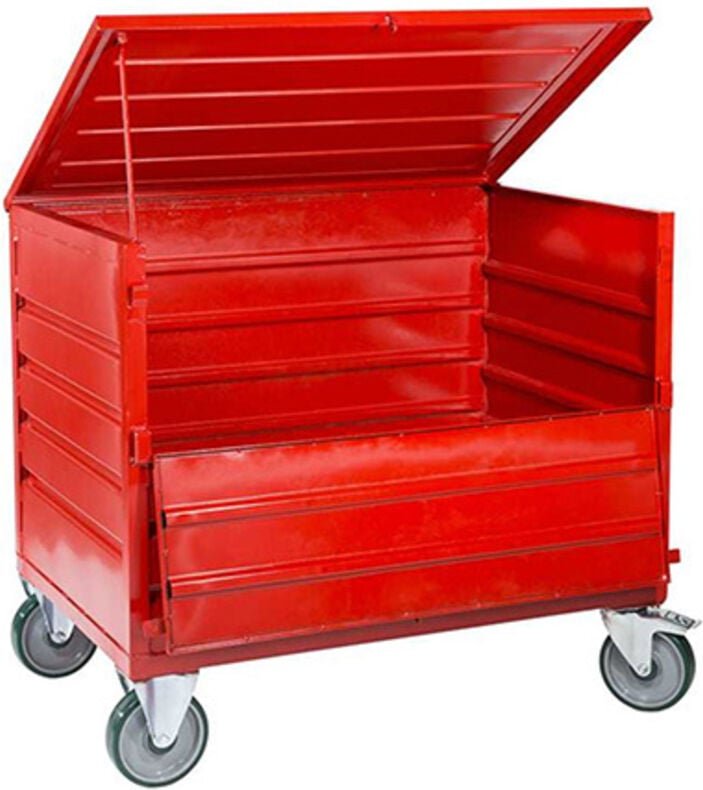Abschließbare Stahlblechkiste mit Rädern - Max. Belastung 1000 kg - MANU9WA