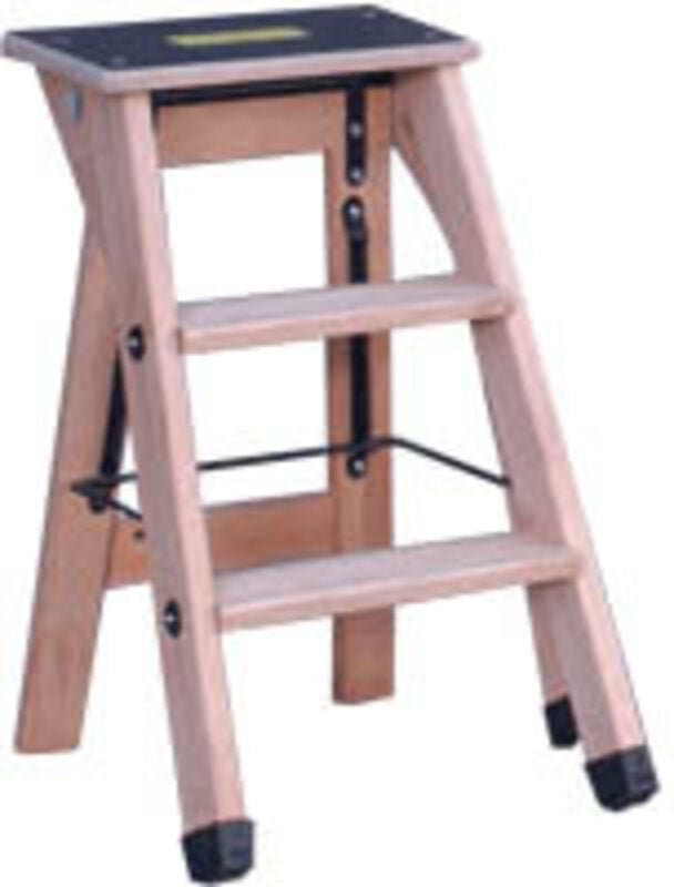 Professionelle Holz-Stehleiter mit 2 Stufen und Ablage Outifrance