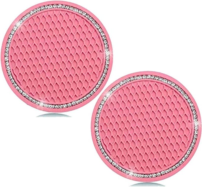 Thumbnail - Tlily - 2 Stücke Rosa Bling Auto Getränkehalter Strass Anti Slip Einsatz Matte Getränk Untersetzer Kristall Fahrzeug Zub...