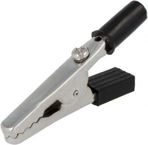 Vorisolierte Krokodilklemme 55mm Banane 4mm schwarz 38.064/N