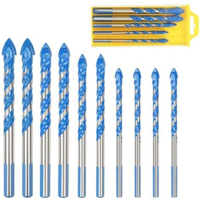Bohrer für Glasfliesen, 10 Stück, dreieckig, für Porzellan und Metall, aus mehreren Materialien, für Glas, Fliesen, Marm...