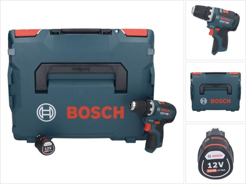 Bosch gsr 12V-35 Professional Akku Bohrschrauber 12 v 35 Nm Brushless + 1x Akku 2,0 Ah + L-Boxx - ohne Ladegerät