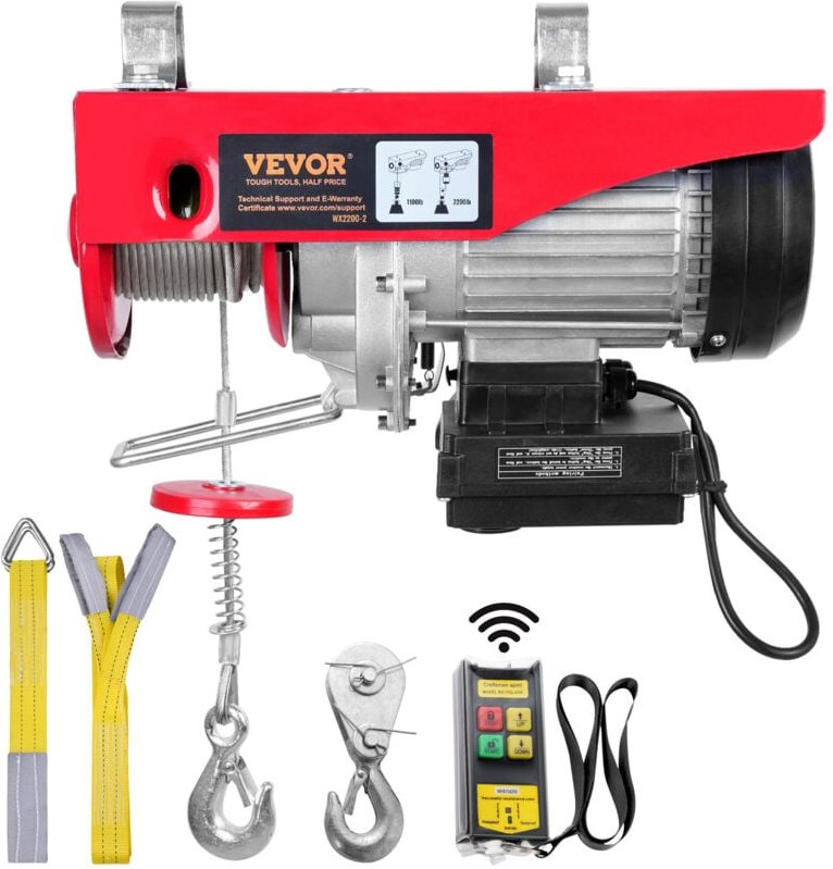 Thumbnail - Elektrische Seilwinde 500kg bis 1000kg Hubhöhe 12m Seilzug Motorwinde 1600W Kupfermotor Flaschenzug 10m/min Hubgeschwind...