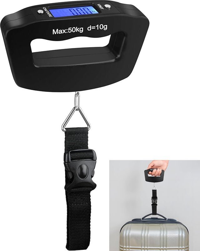 Longziming - Elektronische Gepäckwaage, 50 kg/110 lb Hängewaage, tragbare digitale Gepäckwaage für Gepäck, Reisezubehör,...
