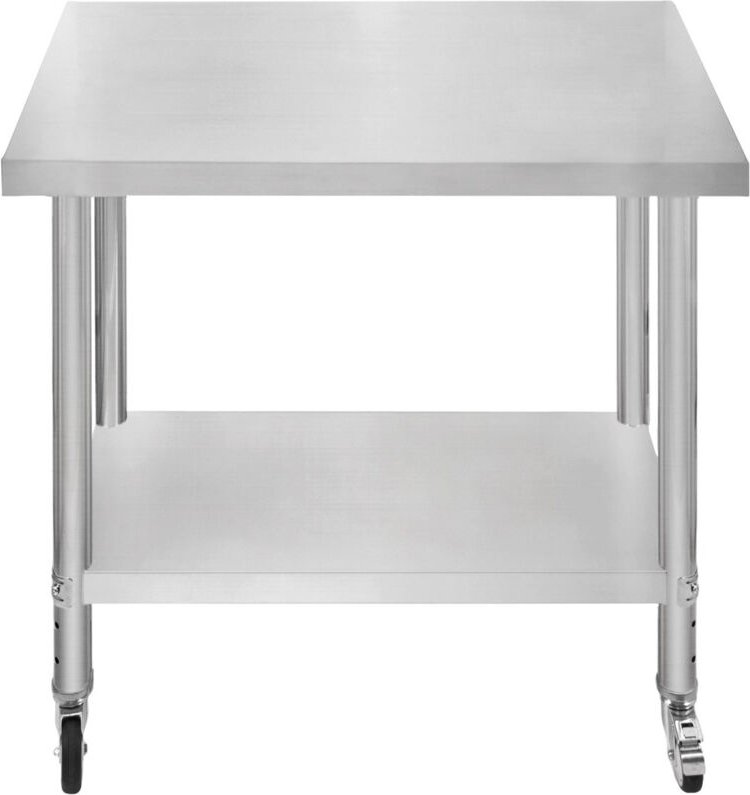 Gastro Edelstahl Arbeitstisch Vorbereitungstisch Küchentisch Mobil 60cm x 90cm