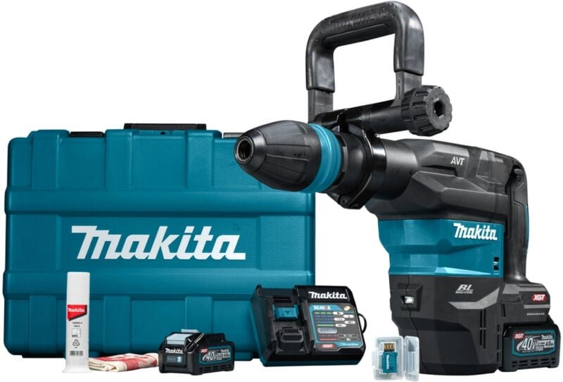 Sds+ 40V Max xgt Bohrhammer – Makita mit 2 40V 4,0Ah Akkus – Ladegerät – Bluetooth – MakPac – DC40RA – HR005GM202