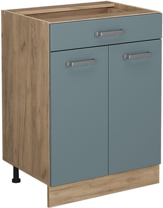 Küchenunterschrank R-Line, Blau-Grau, 60 cm mit Schublade, ohne Arbeitsplatte Vicco