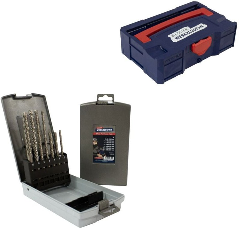 Echter Werkzeugfan SDS-plus Bohrersatz Pro 4 Premium 7-tlg. & MINI-Systainer® T-Loc I blau / rot