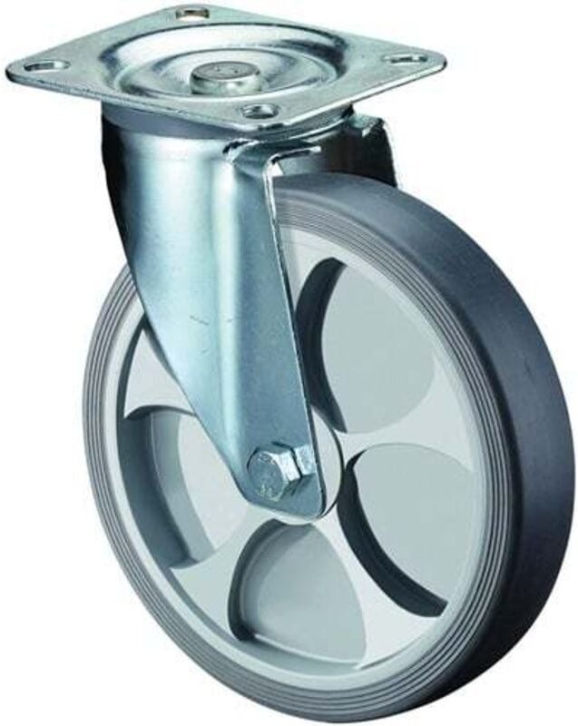 BS Rollen Lenkrolle D.250mm Trgf.300kg thermopl.Ku.Platte L135xB110mm - L400.B44.250