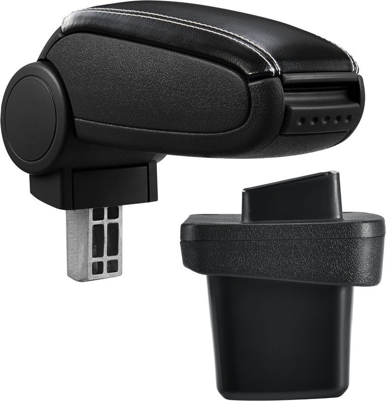 Mittelarmlehne VW Golf 7 mit Staufach Kunstleder Schwarz mit weißen Nähten pro.tec