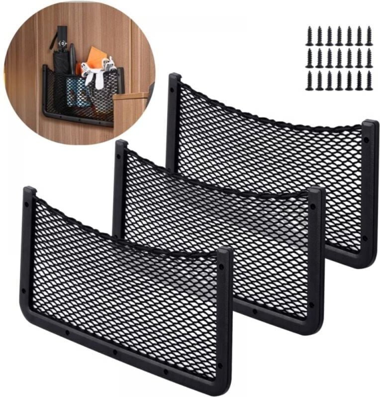 Thumbnail - Odipie - Elastisches Netz) 3 Stück Auto-Aufbewahrungsnetz 40 x 20 cm Auto-Organizer-Tasche für Utensilien/Camper/Boote/Z...