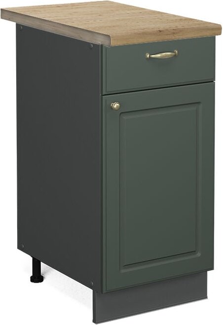 Vicco - Küchenunterschrank Fame-Line, Grün-Gold Landhaus, 40 cm , ap Eiche