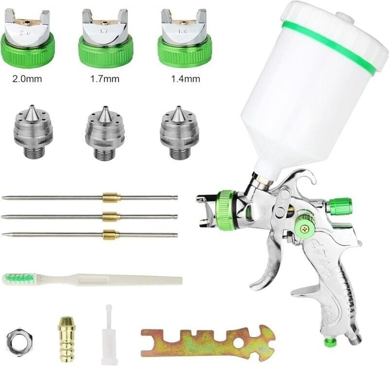 Thumbnail - AIMOONSA Professionelle HVLP-Farbspritzpistole 600 cc mit 3 Düsen 1,4 mm 1,7 mm 2,0 mm, HVLP-Schwerkraft-Luftspritzpisto...