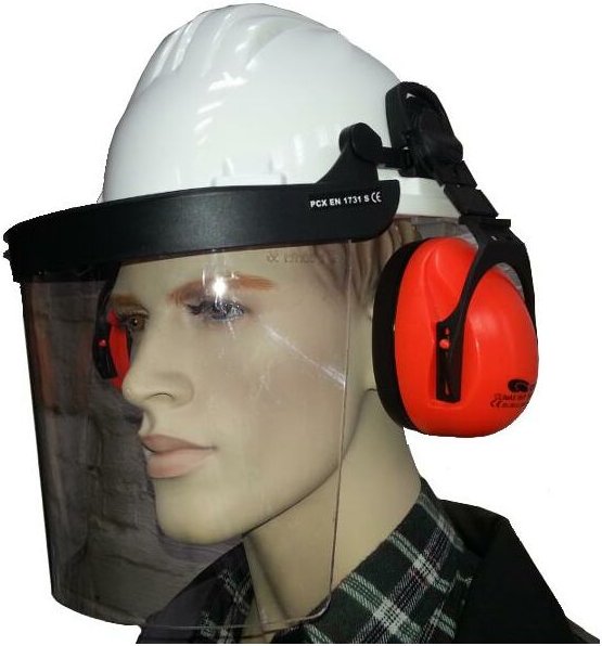 Climax - Bauhelm mit Gesichts- und Gehörschutz in versch. Farben weiß