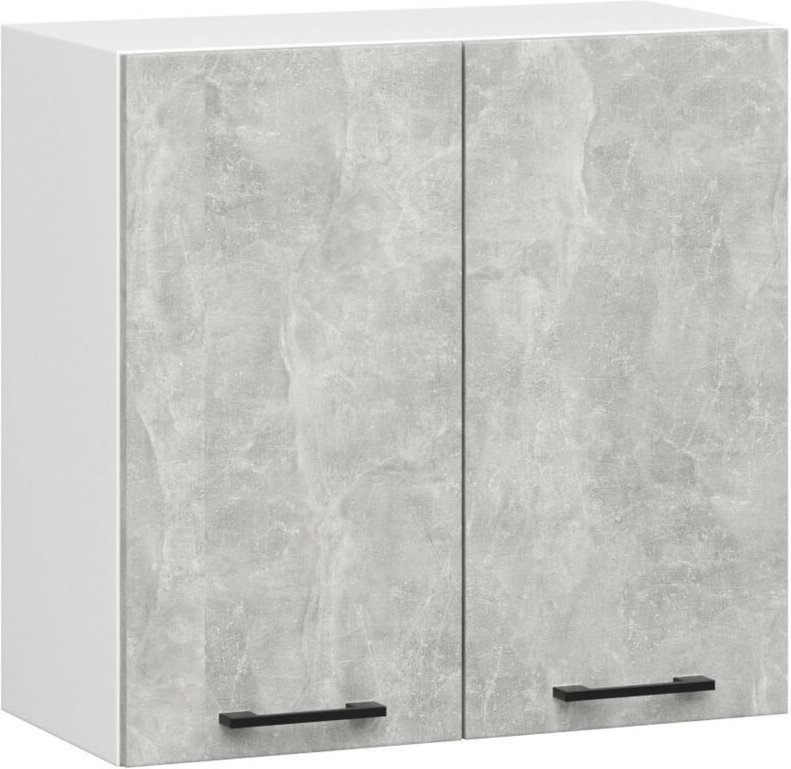 Hängeschrank Küchenschrank Akord oliwia modular W60 Weiß 60 cm 2 Türen 2 Ebenen Front Beton B60 x H58 x T30 cm