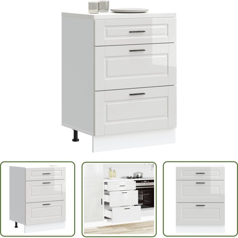 The Living Store - vidaXL Küchenunterschrank Porto Hochglanz-Weiß Holzwerkstoff