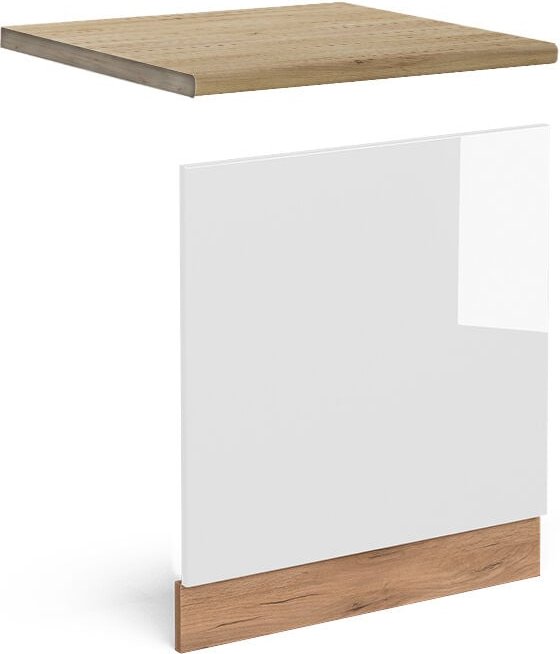 Vicco - Frontblende R-Line, Weiß Hochglanz, 60 cm , ap Eiche
