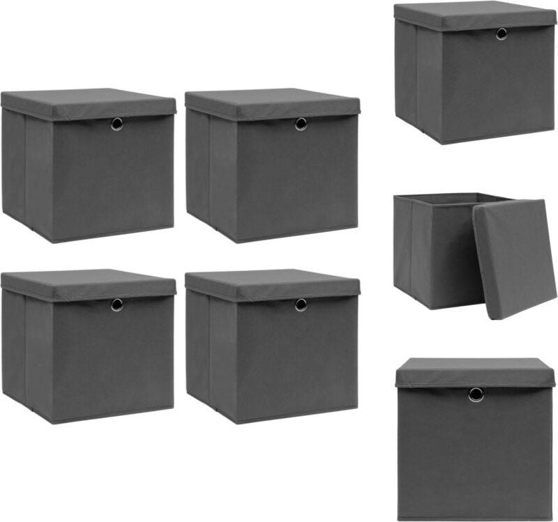 Ordnungshelfer - Living Aufbewahrungsboxen mit Deckeln 4 Stk. Grau 32x32x32 cm Stoff - Grau