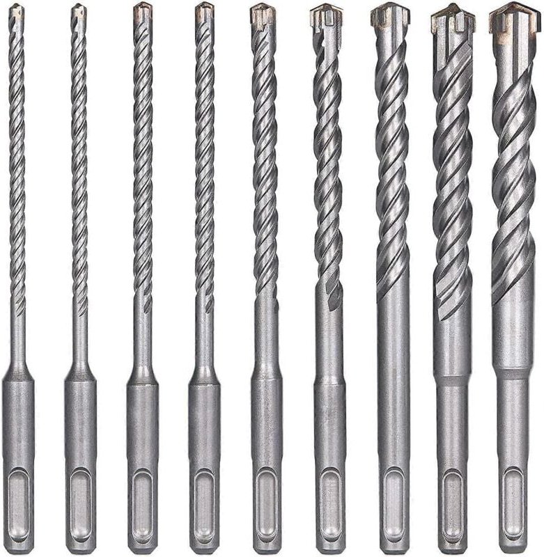Thumbnail - Betonbohrer, 9 Stück (5 mm 16 x 160 mm), SDS-Plus-Elektrohammerbohrer für Schlagbohrmaschinen, Kreuzbohrer für Ziegel, S...