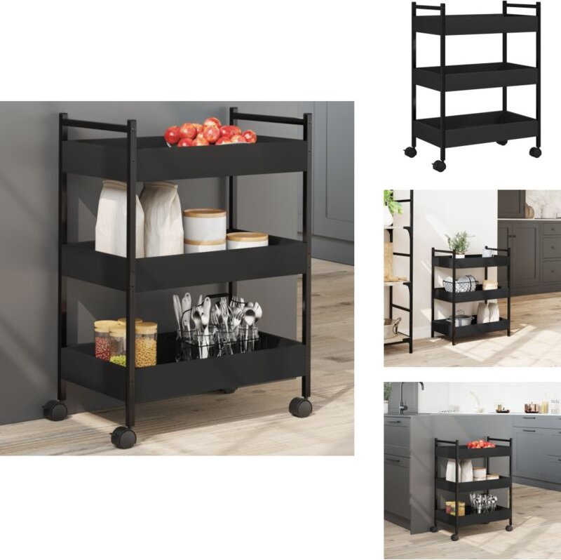 Küchenwagen Schwarz 50x30x70 cm Holzwerkstoff - Küchenwagen - Servierwagen - Mobiliar - Esstisch - Küchentisch