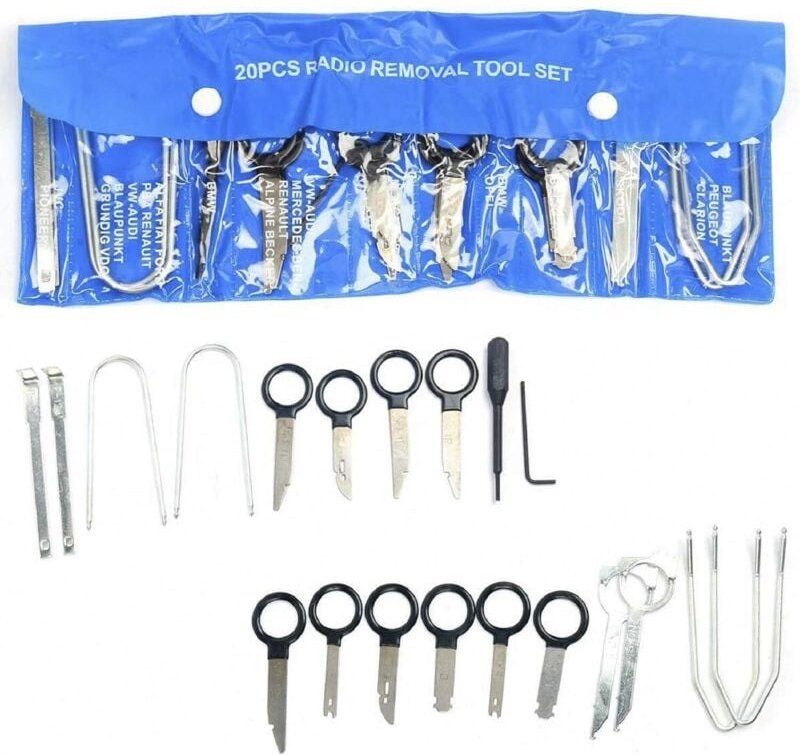 Lntyq 20-teiliges Universal-Autoradio-Entfernungswerkzeug, Autoradio-Entfernungsset für Mercedes-Benz BMW VW Audi