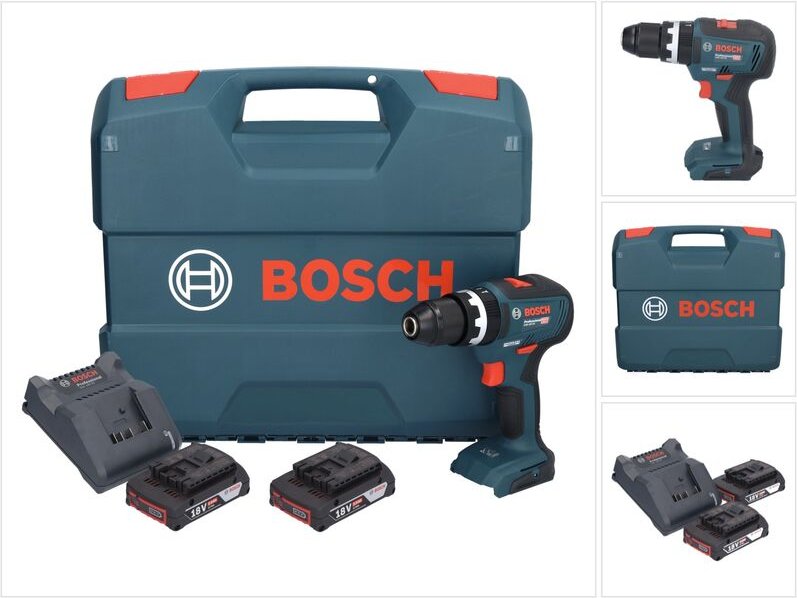 Bosch GSB 18V-55 Professional Akku Schlagbohrschrauber 18 V 55 Nm Brushless + 2x Akku 2,0 Ah + Ladegerät + Koffer