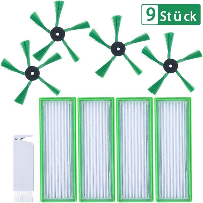 Laoye 9 Stück Zubehör für Vorwerk Kobold VR200 VR300 Saugroboter - Ersatzteile 4 hepa Allergiefilter, 4 Seitenbürsten, 1...