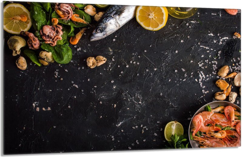 Glasschutzplatte für den Herd 80x52 Fisch