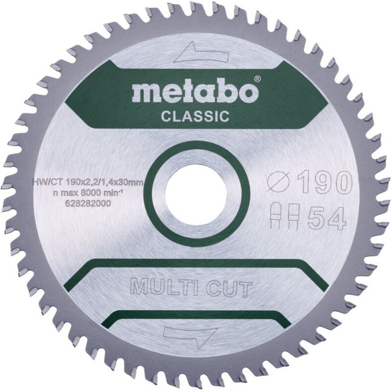 Metabo - Sägeblatt 'multi cut - classic', 190x2,2/1,4x30 Z54 fz/tz 5° /b (628663000)