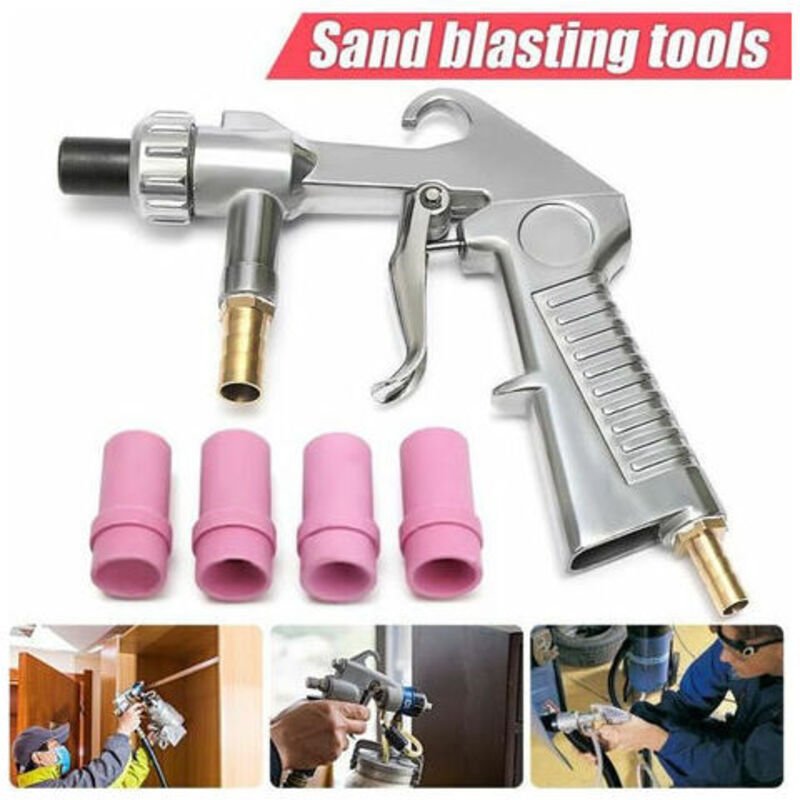 Pneumatische Sandstrahlpistole Sandstrahler Stripping + 4x Keramikdüse 4/5/6/7mm