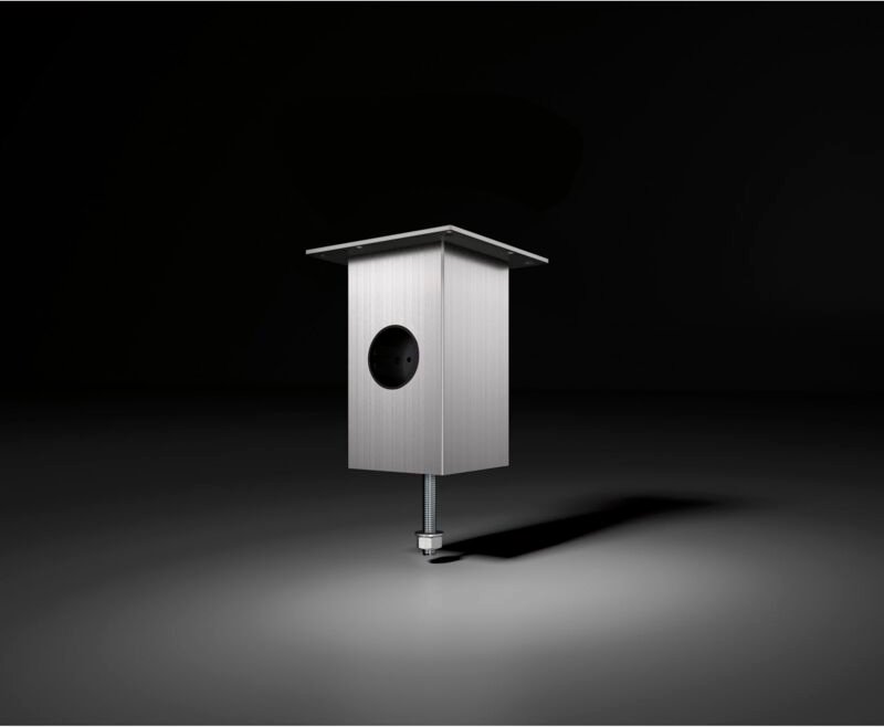 EBB - Barkonsole Jumbo Power Station 80 x 80 x 170 mm Aluminium Edelstahl-Effekt