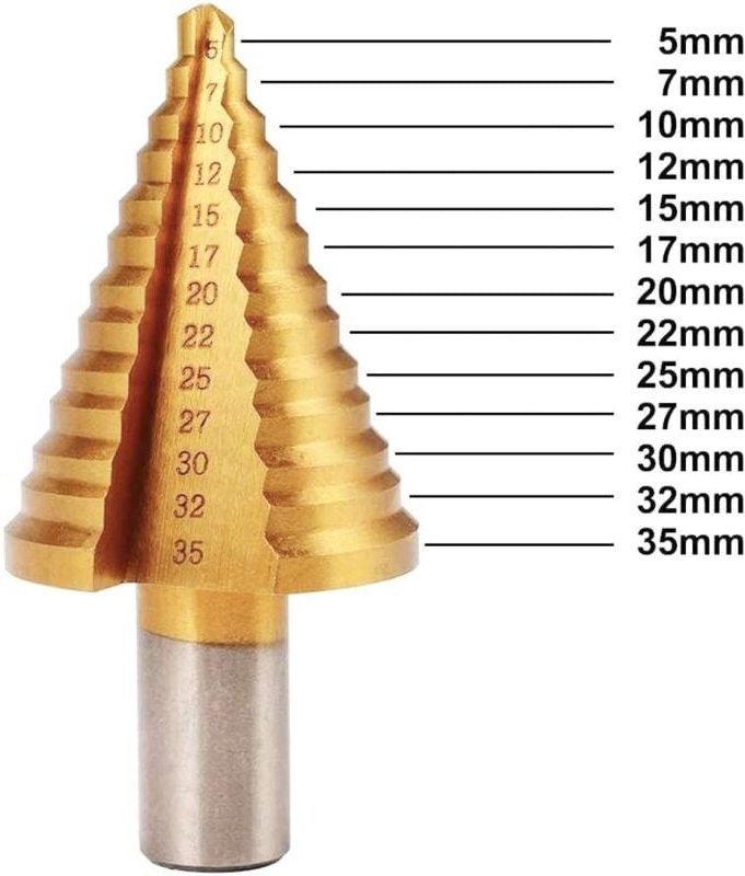 Beijiyi - HSS-Stufenbohrer, Senkerbohrer, Stufenspiralnut-Stufenbohrer mit Titanbeschichtung für Holz, Edelstahl, Blech ...
