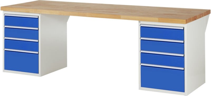 Werkbank 7510A3, B2500xT900xH890mm, 8x Schublade-TA - RAU