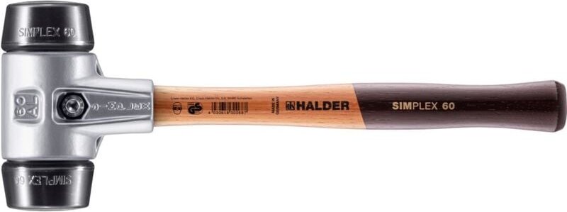 SIMPLEX-Schonhammer, Gummikomposition mit Aluminiumgehäuse und hochwertigem Holzstiel D=60 mm 3102.060