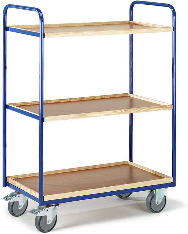 Rollcart Etagenwagen 1500mm hoch 2 Wände offen mit 3 Kästen 775x475mm im Buchendekor