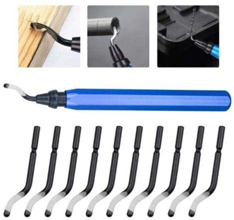 Entgratwerkzeug, Entgrater mit 10 BS1010 Stahl-Ersatzklingen, 360° drehbare Entgratklingen, handliches Werkzeug für Alum...