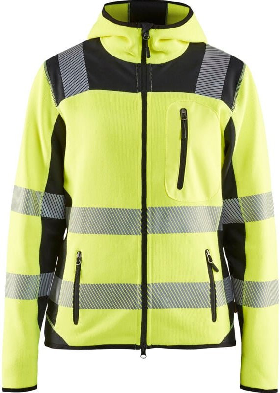 Arbeitsjacke aus Strickstoff mit hoher Sichtbarkeit für Damen 4967 – Neon Gelb/Schwarz XL