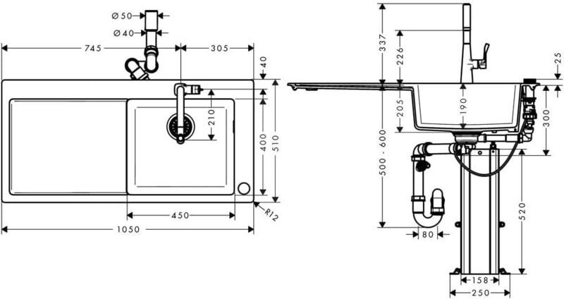 Thumbnail - Hansgrohe - Select 220 Spülencombi 450 mit Abtropffläche C51-F450-03 chrom
