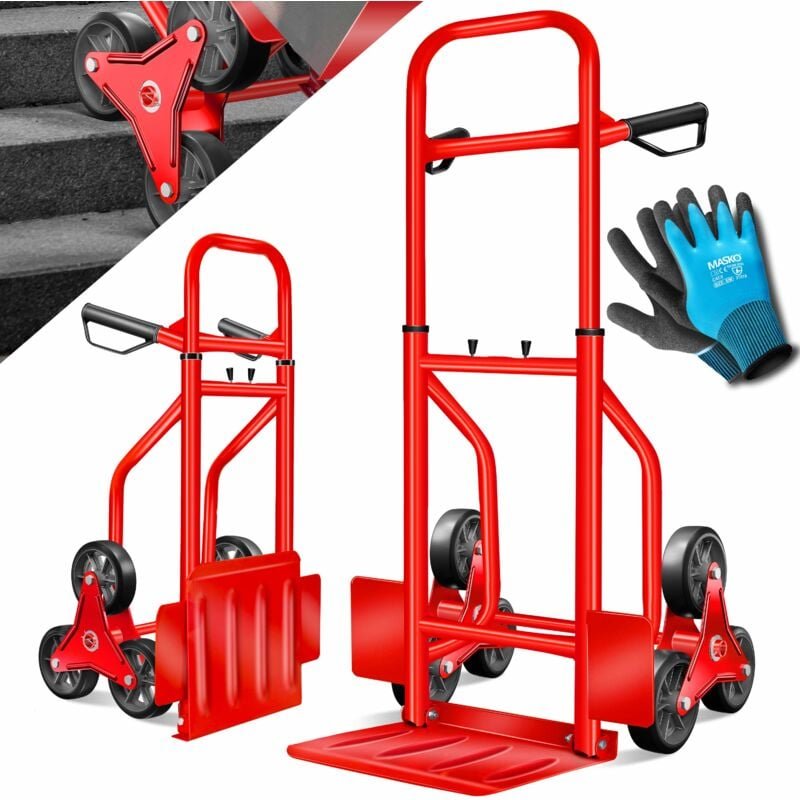 Masko® Treppenkarre Sackkarre 200kg Transportkarre Treppensteiger Stapelkarre Rot