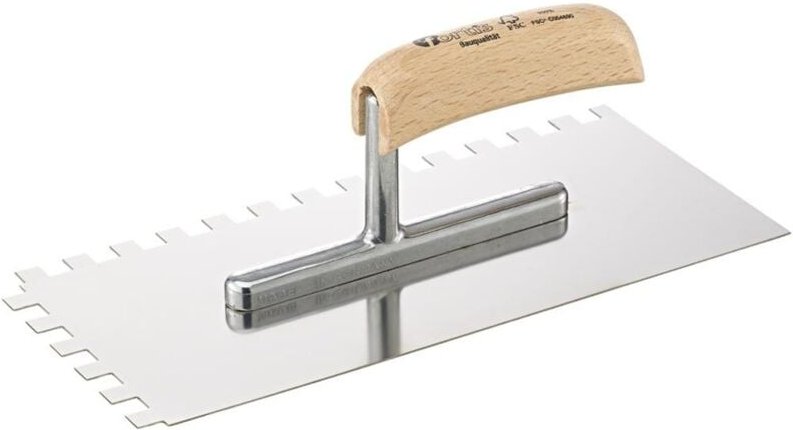 Thumbnail - Fortis Glättekelle 280x130mm gezahnt 10x10mm rostfrei