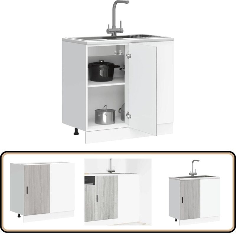 Spülenunterschrank Grau Sonoma Holzwerkstoff - Vidaxl