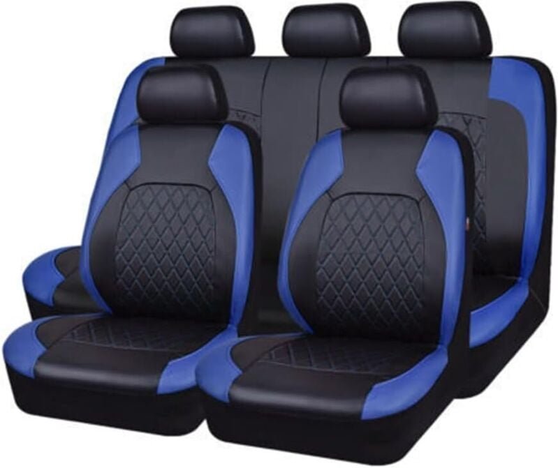Thumbnail - 9-teiliges Universal-Autositzbezüge-Set aus PU-Leder, Auto-Innenausstattung für SUV-Fahrzeuge – Königsblau