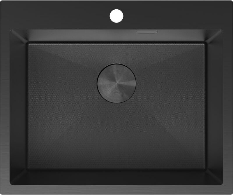 Solix Spüle aus Edelstahl, 1-Becken, 600 x 500 mm, schwarz hc - 6408601000-70HC - Mexen