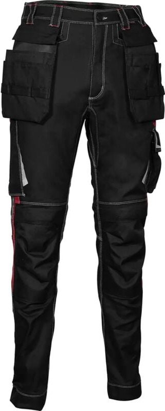 Mehrzweck-Arbeitshose LEIRIA – Schwarz/Rot XL – FR (48) – EU (54)