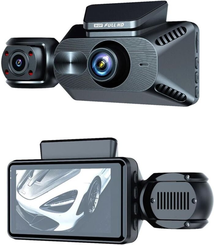 Cam, 3-Objektiv-Dashcam, Auto-DVR im Auto, 1080P-Dashcam für Autos, Rückfahrkamera für Fahrzeug-Videorecorder, Nachtsich...