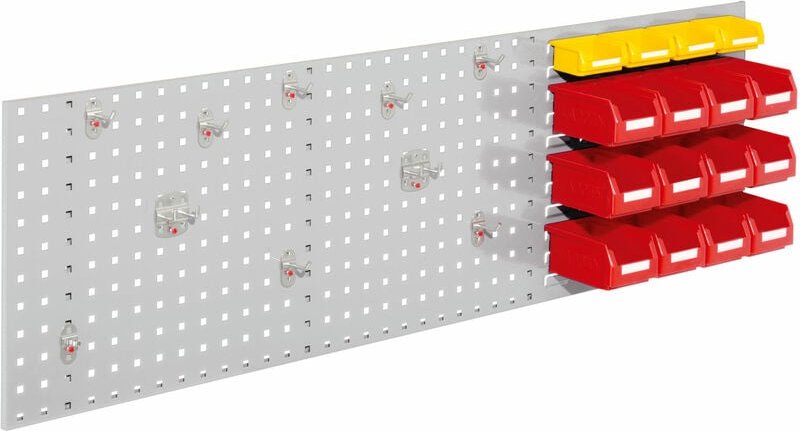 Kappes ®RasterPlan Kombiplattenset 2 1x Lochplatte 1500x450mm 1x Zubehörsortiment 26-teilig Lichtgrau RAL 7035