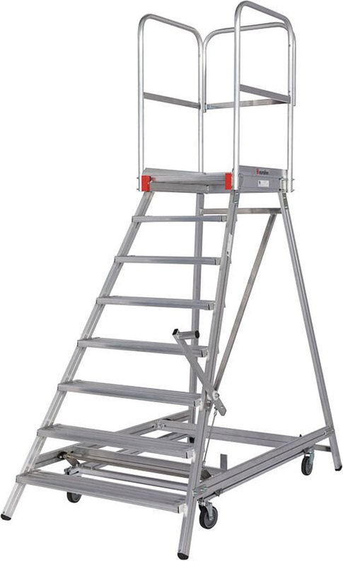 Euroline Premium 515 Mobile Podesttreppe einseitig mit Zentralfeststellung 8 Stufen